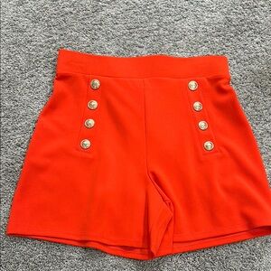H&M Women's Red-Orange Button-Detail Shorts